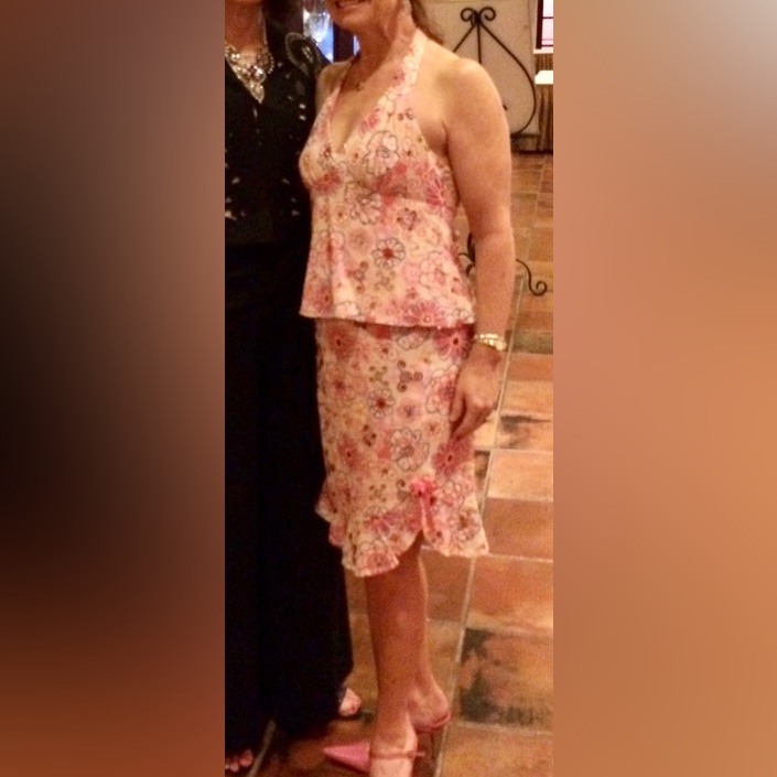 Nanette Lepore Vintage Pink, Coral Beaded, Sequin Embroidered Skirt & Halter Top